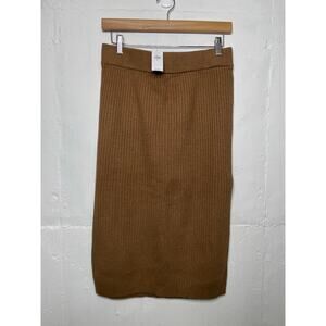 NEW Gap Ribbed Stretch Midi Skirt Camel Tan Size Medium